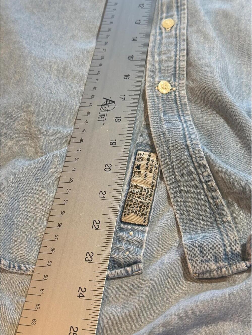 Cutter & Buck Shirt Mens L Light Blue Denim Long Sleeve Button Up Pfizer Logo - Picture 5 of 11